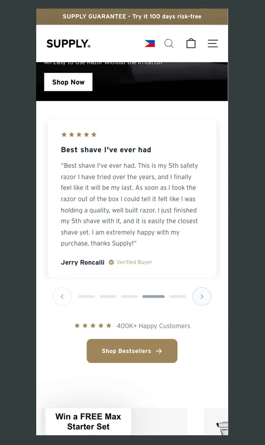 Supply: Review slider